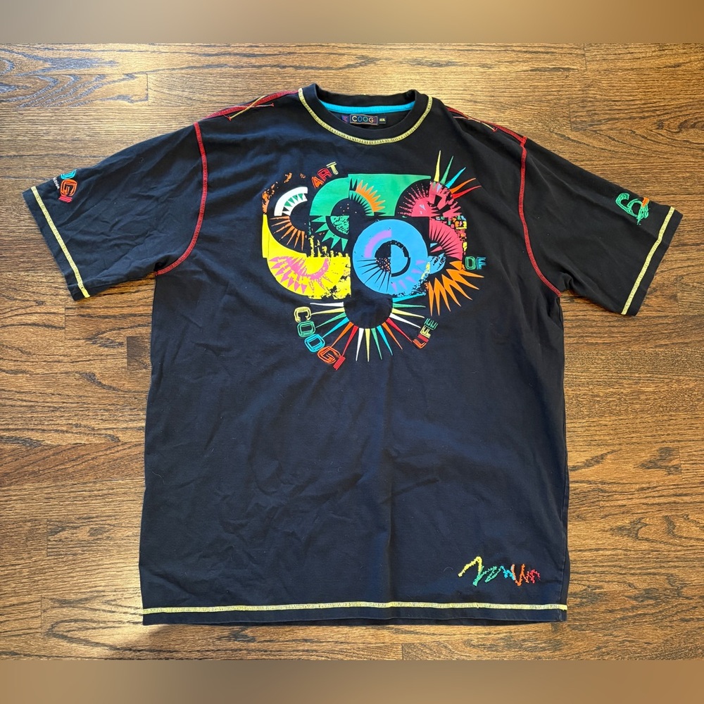 COOGI Australia Graphic T-Shirt – Black Multicolor Art Design – Men’s XXXL